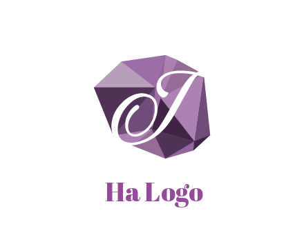 script letter T in polygonal diamond 