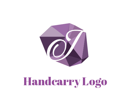 script letter T in polygonal diamond 