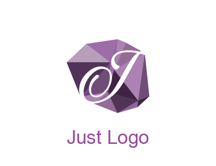 script letter T in polygonal diamond 