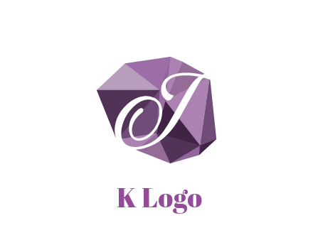 script letter T in polygonal diamond 