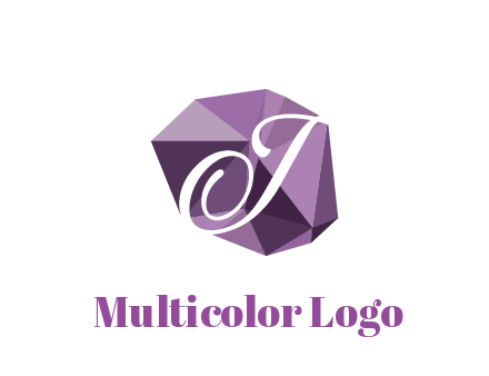 script letter T in polygonal diamond 