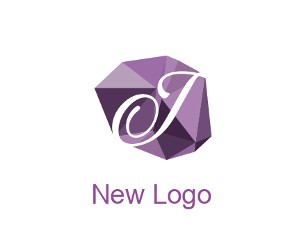 script letter T in polygonal diamond 