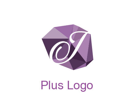 script letter T in polygonal diamond 