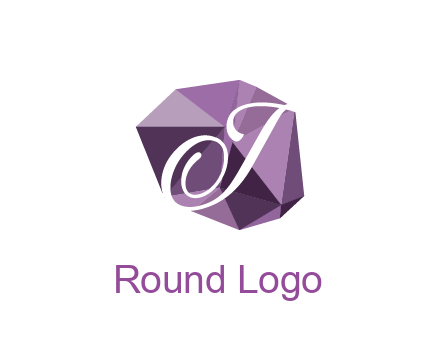 script letter T in polygonal diamond 