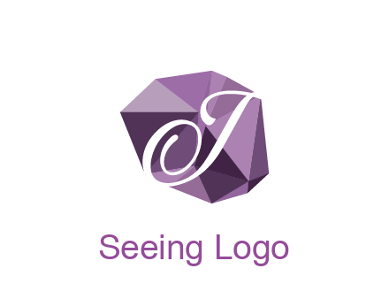 script letter T in polygonal diamond 