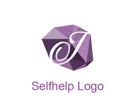 script letter T in polygonal diamond 