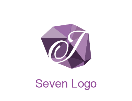 script letter T in polygonal diamond 