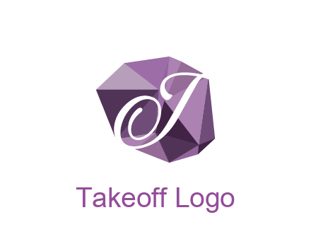 script letter T in polygonal diamond 