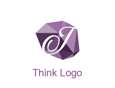script letter T in polygonal diamond 