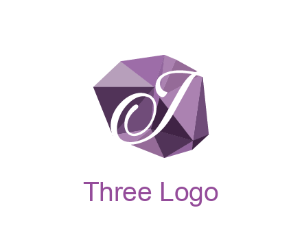 script letter T in polygonal diamond 
