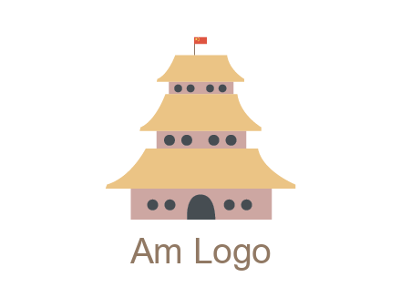 pagoda with flag on top