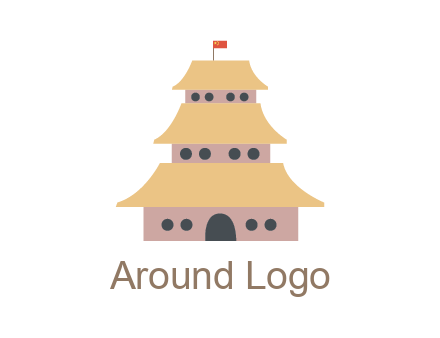 pagoda with flag on top