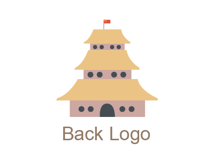pagoda with flag on top