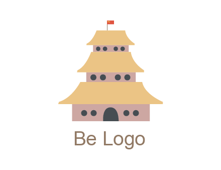 pagoda with flag on top