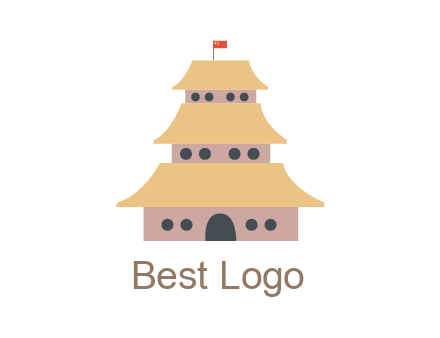 pagoda with flag on top