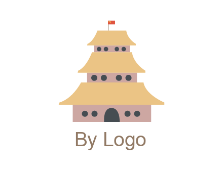 pagoda with flag on top