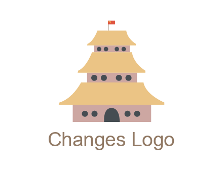 pagoda with flag on top