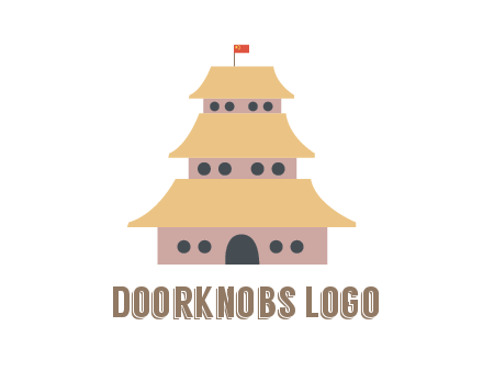 pagoda with flag on top