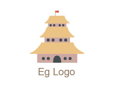 pagoda with flag on top