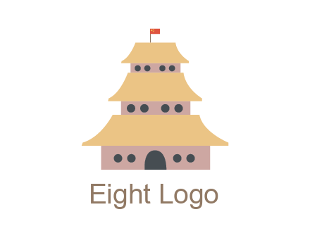 pagoda with flag on top