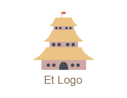 pagoda with flag on top