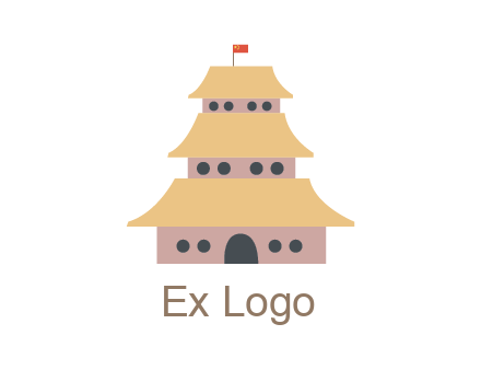 pagoda with flag on top