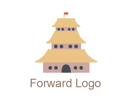 pagoda with flag on top