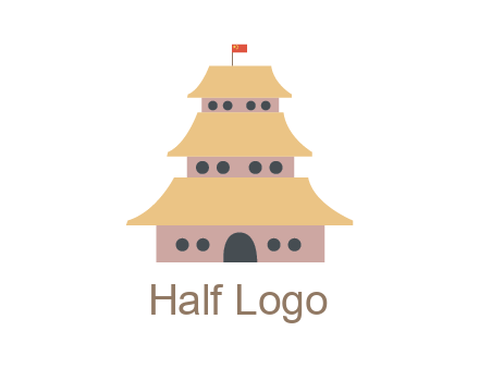 pagoda with flag on top