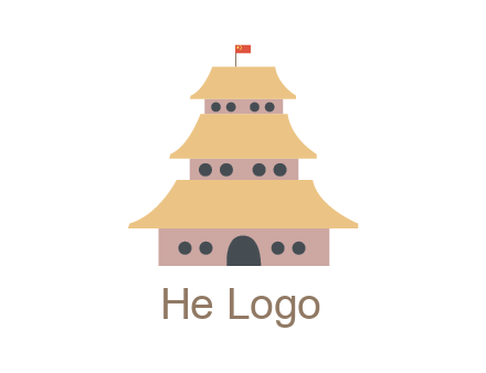 pagoda with flag on top