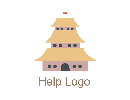 pagoda with flag on top