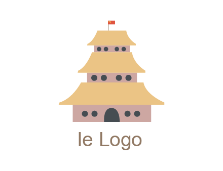 pagoda with flag on top