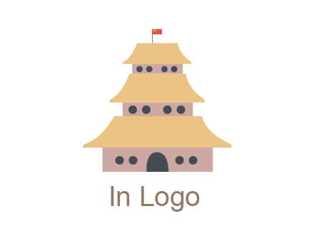 pagoda with flag on top