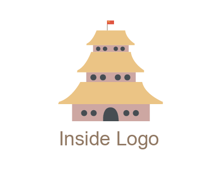 pagoda with flag on top
