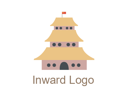 pagoda with flag on top