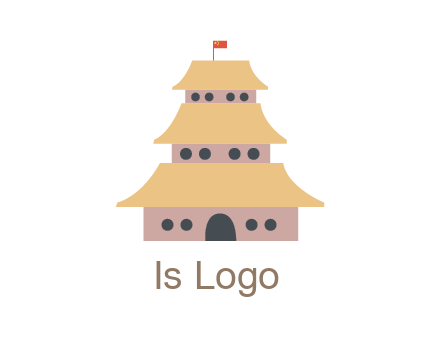 pagoda with flag on top