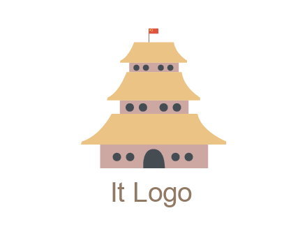 pagoda with flag on top