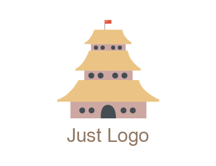 pagoda with flag on top