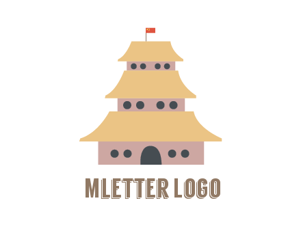 pagoda with flag on top