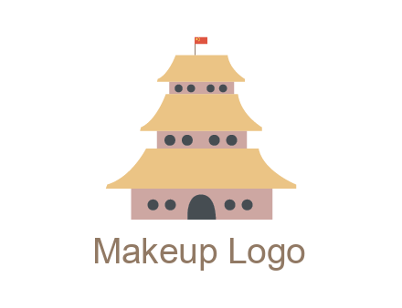 pagoda with flag on top