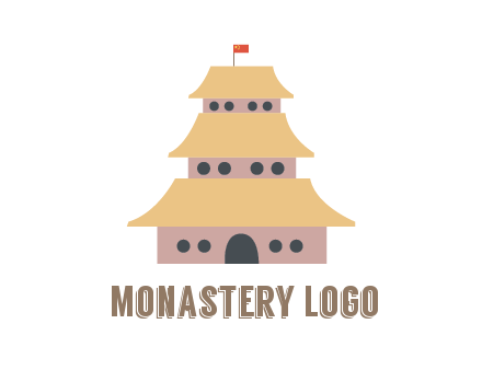 pagoda with flag on top