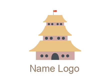pagoda with flag on top