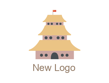 pagoda with flag on top