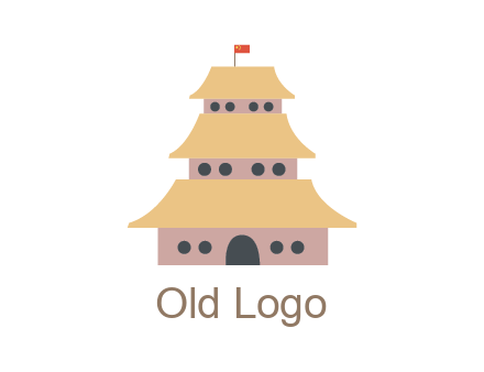 pagoda with flag on top