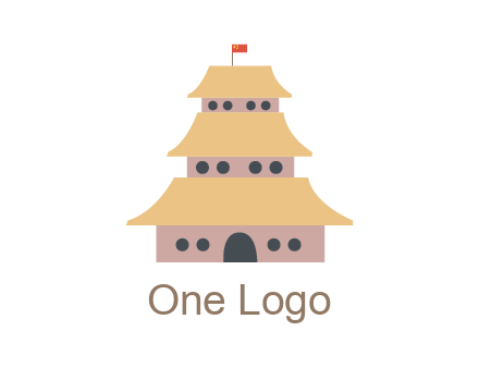 pagoda with flag on top