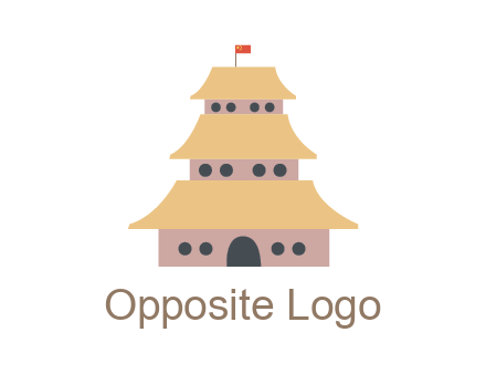 pagoda with flag on top