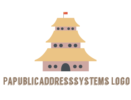 pagoda with flag on top