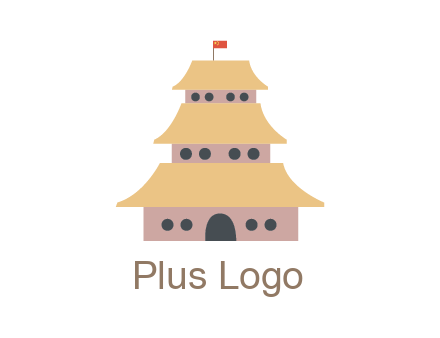 pagoda with flag on top