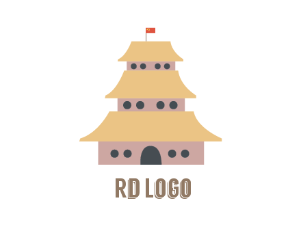 pagoda with flag on top