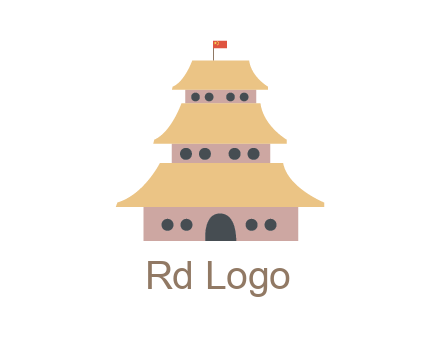 pagoda with flag on top