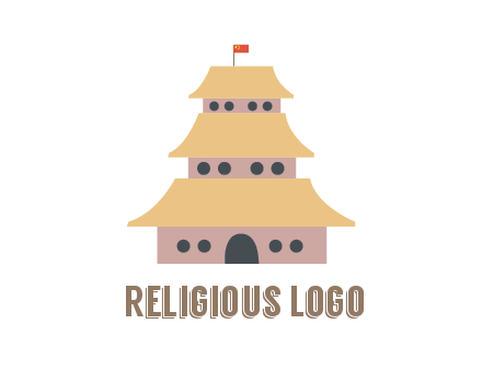 pagoda with flag on top